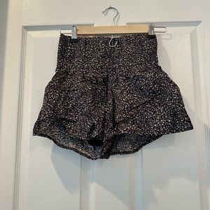 Free people movement way home shorts black gray and white dots